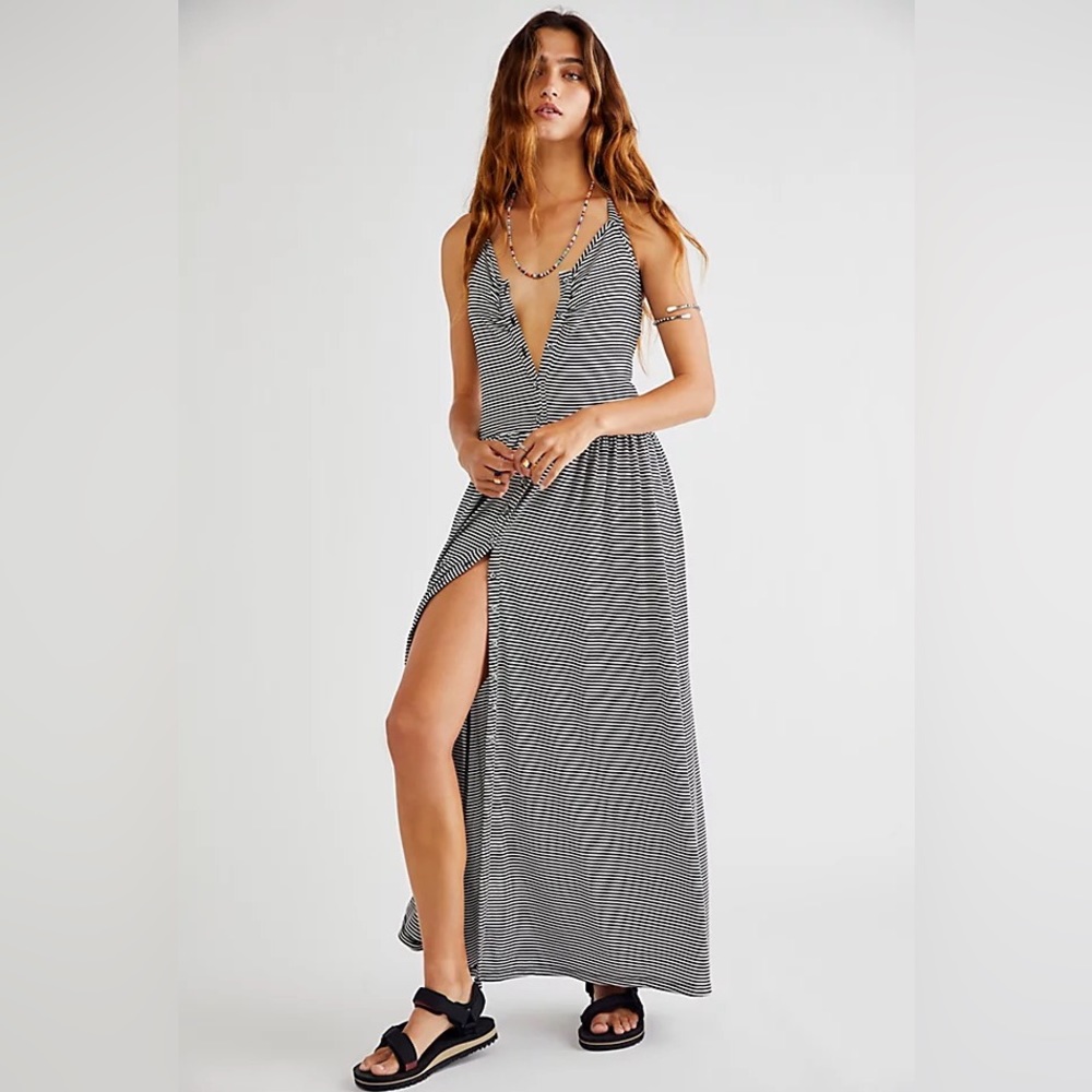Free People Nina Halter Striped Maxi Dress